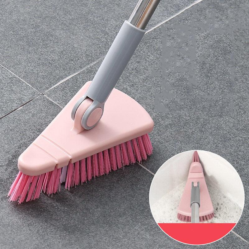 Triangular Floor Brush Long Handle Hard Bristle Flexible Head Dead Corner Cleani