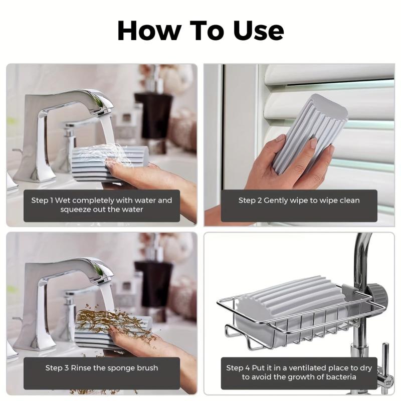4pcs Damp Clean Duster Sponge for Blinds Glass Baseboards Vents Railings Mirrors