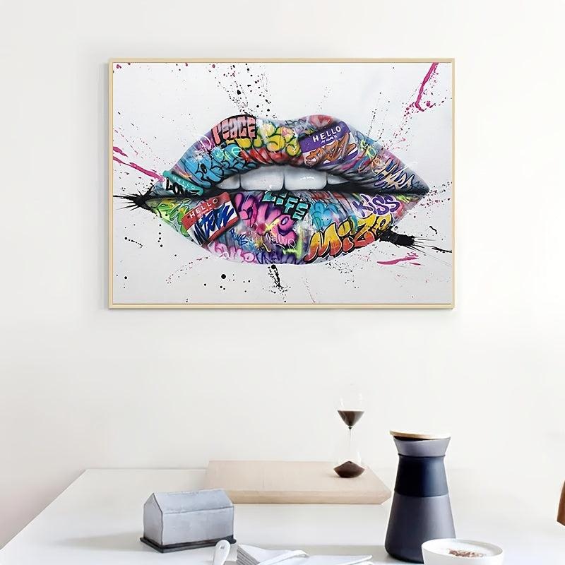 Abstract Street Graffiti Lip Canvas Art Painting for Living Room