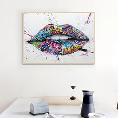 Abstract Street Graffiti Lip Canvas Art Painting for Living Room