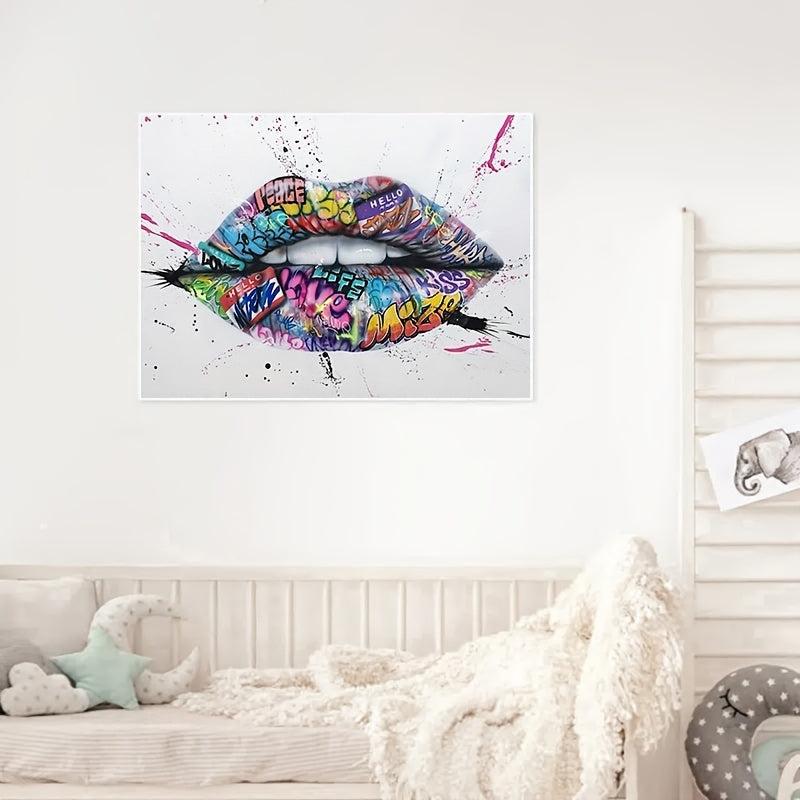 Abstract Street Graffiti Lip Canvas Art Painting for Living Room