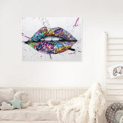 Abstract Street Graffiti Lip Canvas Art Painting for Living Room