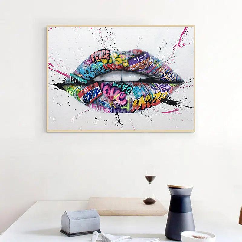 Abstract Street Graffiti Lip Canvas Art Painting for Living Room