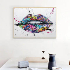 Abstract Street Graffiti Lip Canvas Art Painting for Living Room