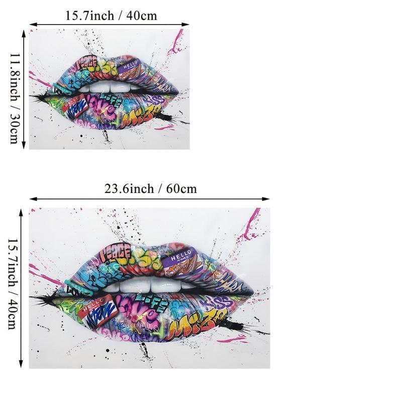 Abstract Street Graffiti Lip Canvas Art Painting for Living Room