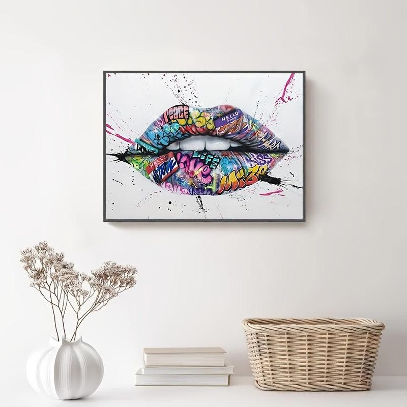 Abstract Street Graffiti Lip Canvas Art Painting for Living Room