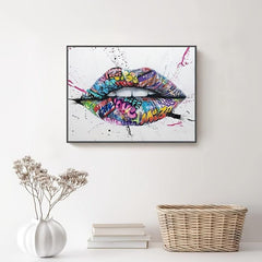 Abstract Street Graffiti Lip Canvas Art Painting for Living Room