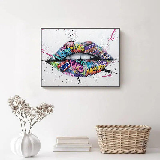 Abstract Street Graffiti Lip Canvas Art Painting for Living Room