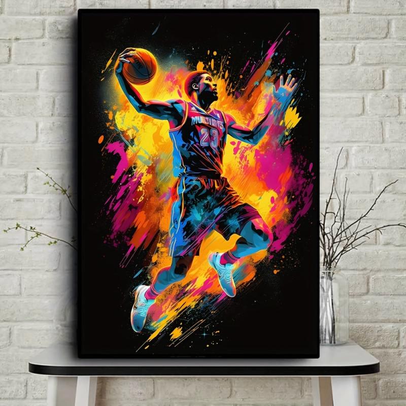 Abstract Basketball Sportsman Poster Canvas Print