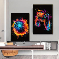 Abstract Basketball Sportsman Poster Canvas Print