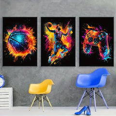 Abstract Basketball Sportsman Poster Canvas Print
