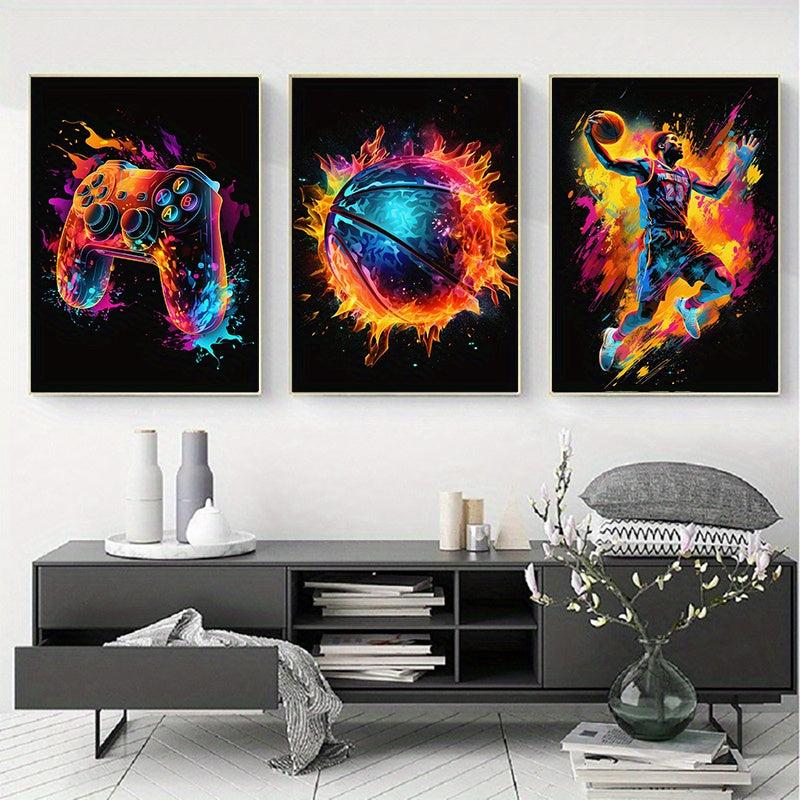 Abstract Basketball Sportsman Poster Canvas Print
