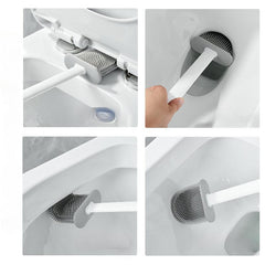 Silicone Toilet Brush Set Wall Mounted Bathroom Cleaning Set