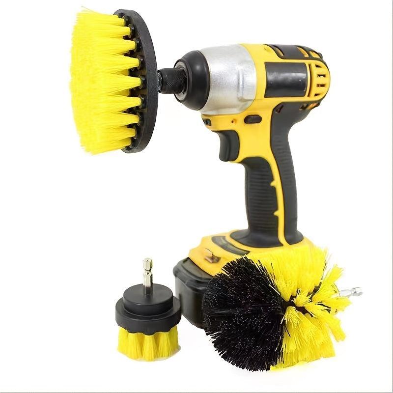 4pcs Auto Detailing Drill Brush Set - Wheel, Car, Tire, Floor Mat Cleaner