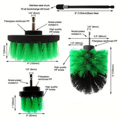 4pcs Auto Detailing Drill Brush Set - Wheel, Car, Tire, Floor Mat Cleaner