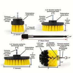 4pcs Auto Detailing Drill Brush Set - Wheel, Car, Tire, Floor Mat Cleaner