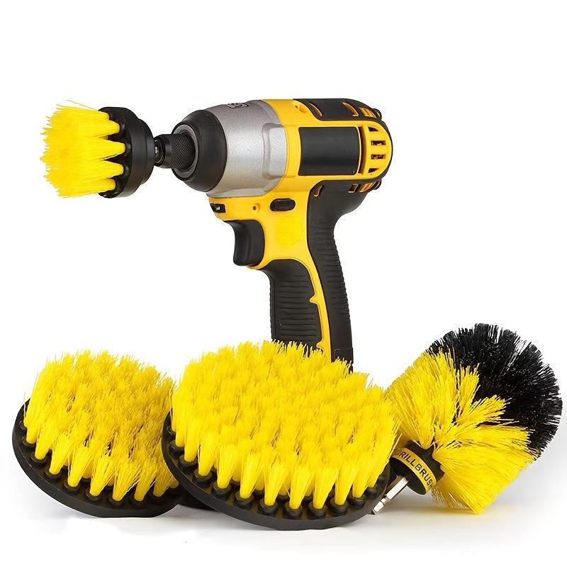 4pcs Auto Detailing Drill Brush Set - Wheel, Car, Tire, Floor Mat Cleaner