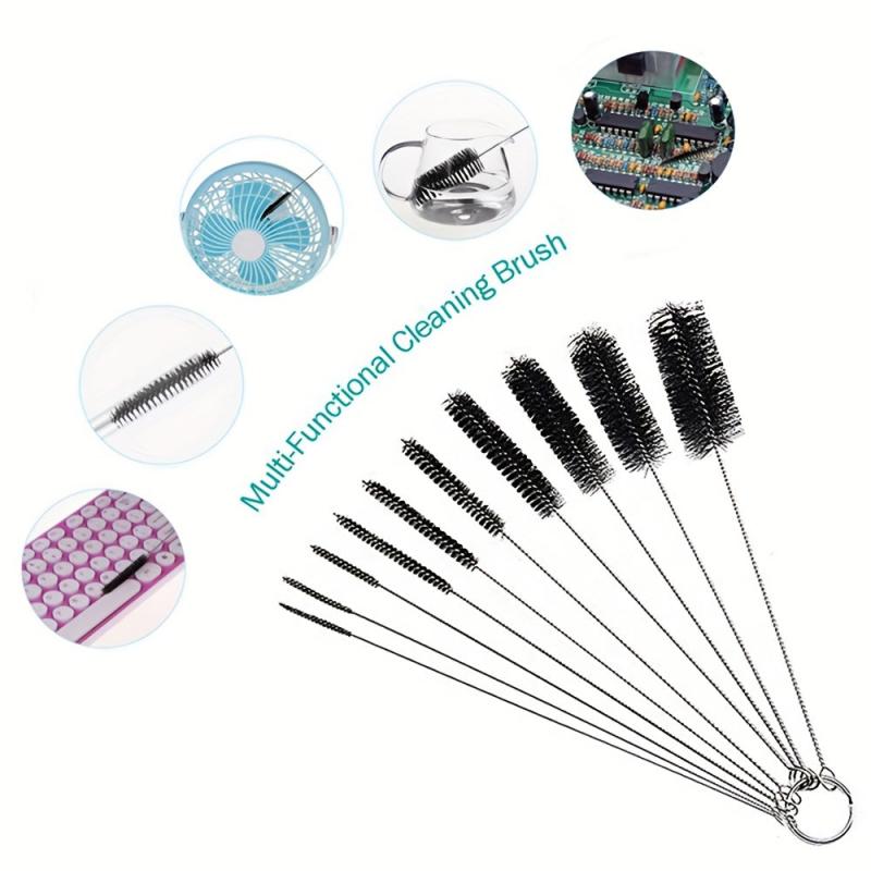 10pcs Stainless Steel Cleaning Brush Set for Pipes, Hookahs, Cachimbas