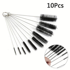 10pcs Stainless Steel Cleaning Brush Set for Pipes, Hookahs, Cachimbas