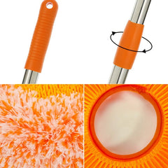 360 Rotating Floor Mop Retractable Mop for Home Floor Wall Cleaner Orange