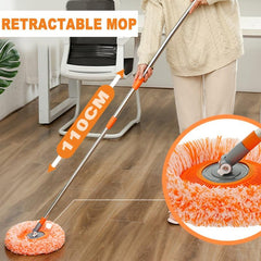 360 Rotating Floor Mop Retractable Mop for Home Floor Wall Cleaner Orange