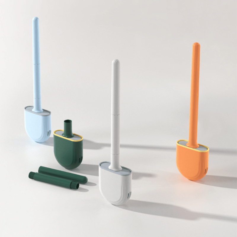 Silicone Toilet Brush And Holder Set - Toilet Cleaning Brush