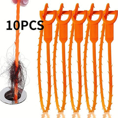 10pcs Drain Clog Remover Tool Sewer Dredging Hook Household Sink Hair Catcher