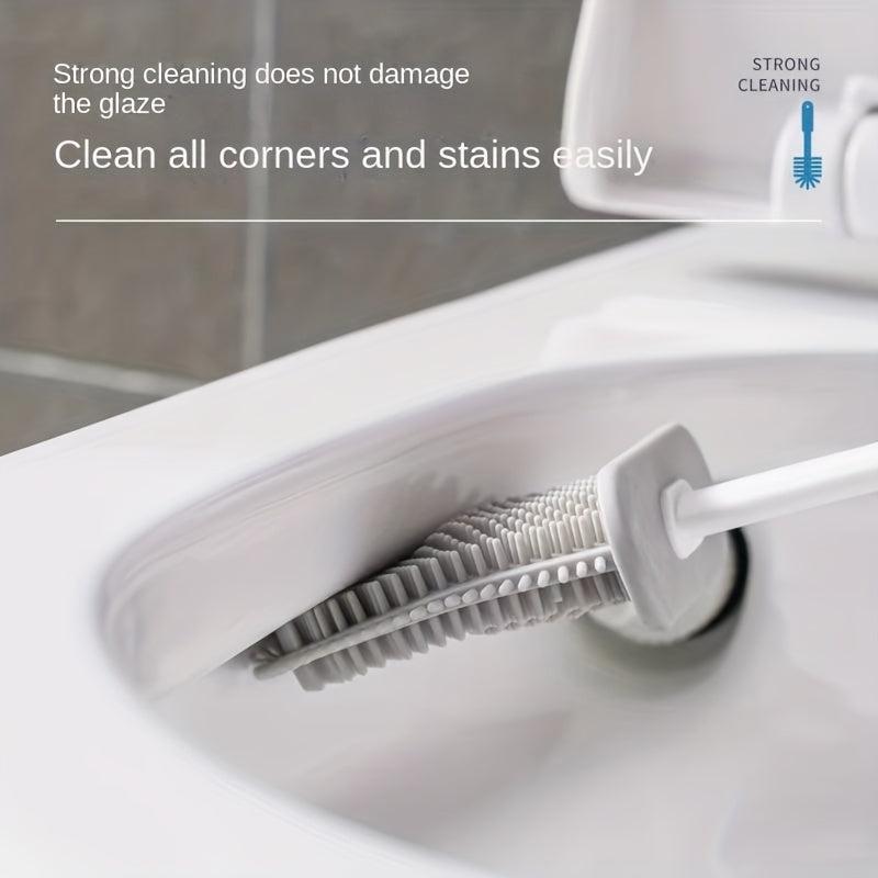Silicone Toilet Brush Set Wall Mounted with Long Handle