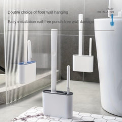 Silicone Toilet Brush Set Wall Mounted with Long Handle