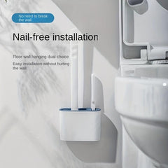Silicone Toilet Brush Set Wall Mounted with Long Handle