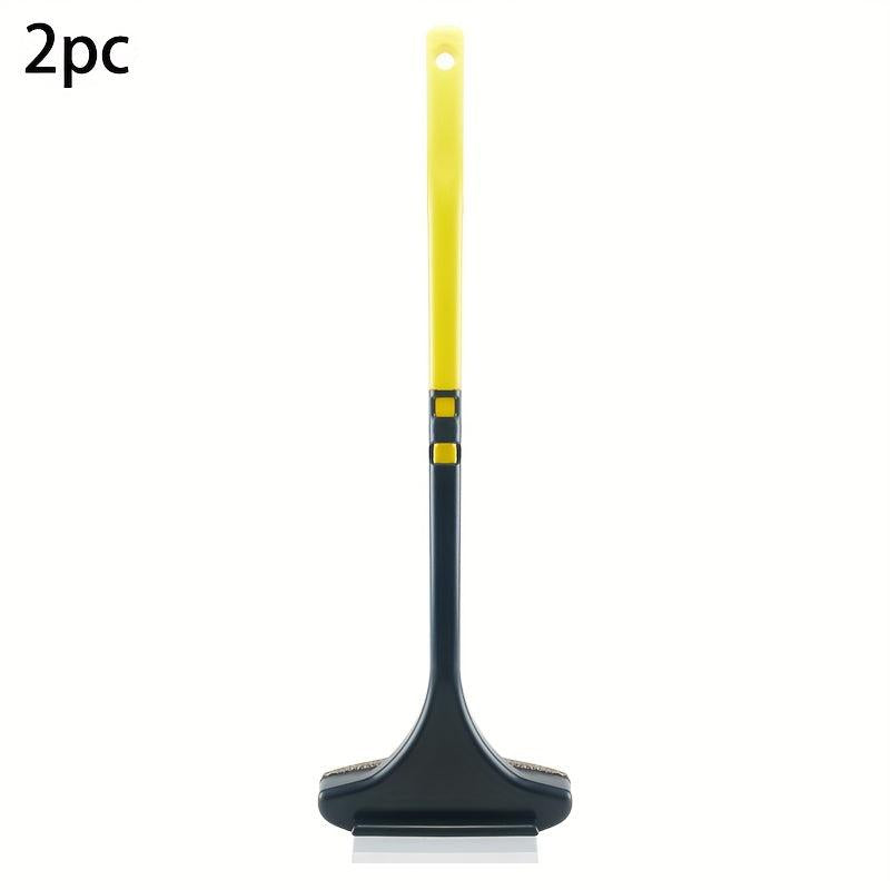 2pcs Window Screen Cleaning Brush with Scraper Long Handle