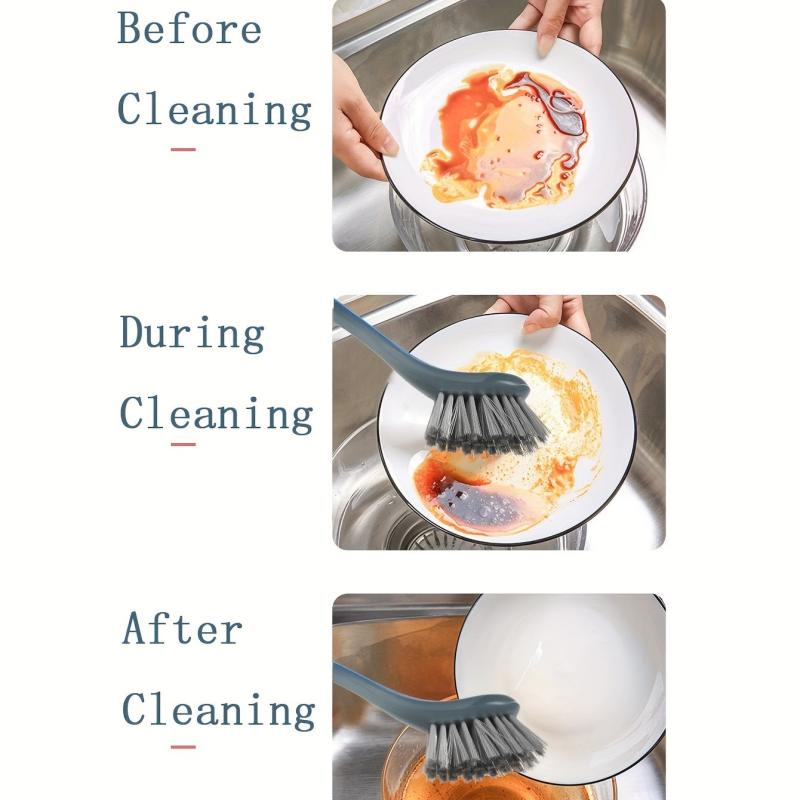 Long Handle Dishwashing Brush With Suction Cup Pot Dish Brush