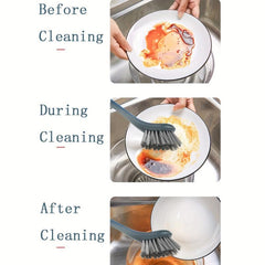 Long Handle Dishwashing Brush With Suction Cup Pot Dish Brush