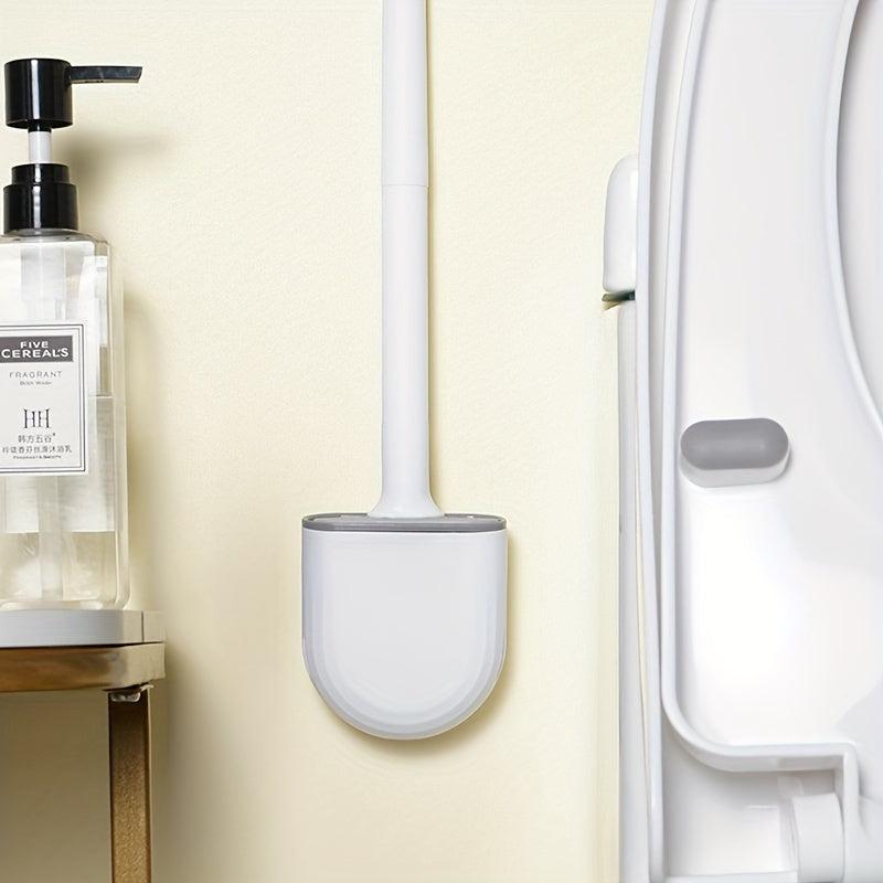 Wall Mounted Silicone Toilet Brush Set Flexible Cleaning Brush