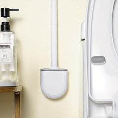 Wall Mounted Silicone Toilet Brush Set Flexible Cleaning Brush