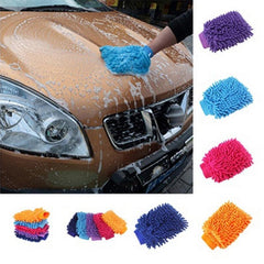 3pcs Microfiber Chenille Cleaning Tool Gloves Soft Mesh Back Car Wash Gloves