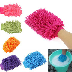 3pcs Microfiber Chenille Cleaning Tool Gloves Soft Mesh Back Car Wash Gloves