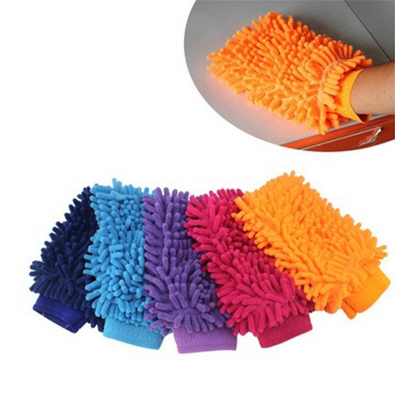 3pcs Microfiber Chenille Cleaning Tool Gloves Soft Mesh Back Car Wash Gloves