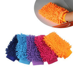 3pcs Microfiber Chenille Cleaning Tool Gloves Soft Mesh Back Car Wash Gloves