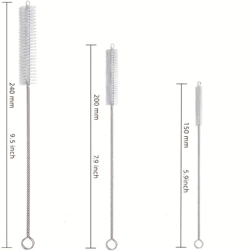 6pcs Straw Cleaner Brush Long Straw Brush Nylon Bristles Stainless Handle
