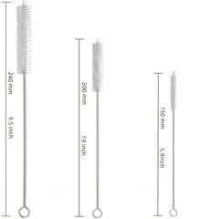 6pcs Straw Cleaner Brush Long Straw Brush Nylon Bristles Stainless Handle
