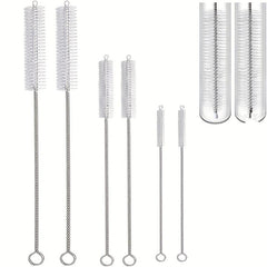 6pcs Straw Cleaner Brush Long Straw Brush Nylon Bristles Stainless Handle