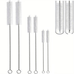 6pcs Straw Cleaner Brush Long Straw Brush Nylon Bristles Stainless Handle