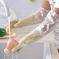 Long Sleeve Rubber Gloves Reusable Dishwashing Kitchen Pet Cleaning Gloves