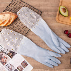 Long Sleeve Rubber Gloves Reusable Dishwashing Kitchen Pet Cleaning Gloves