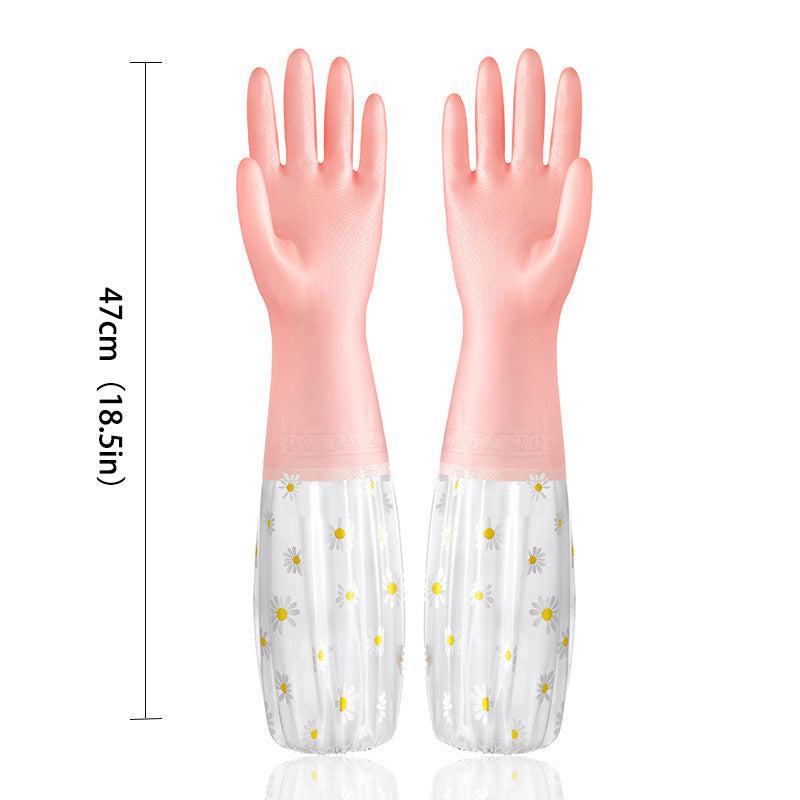 Long Sleeve Rubber Gloves Reusable Dishwashing Kitchen Pet Cleaning Gloves