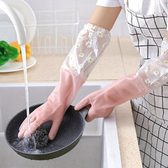 Long Sleeve Rubber Gloves Reusable Dishwashing Kitchen Pet Cleaning Gloves
