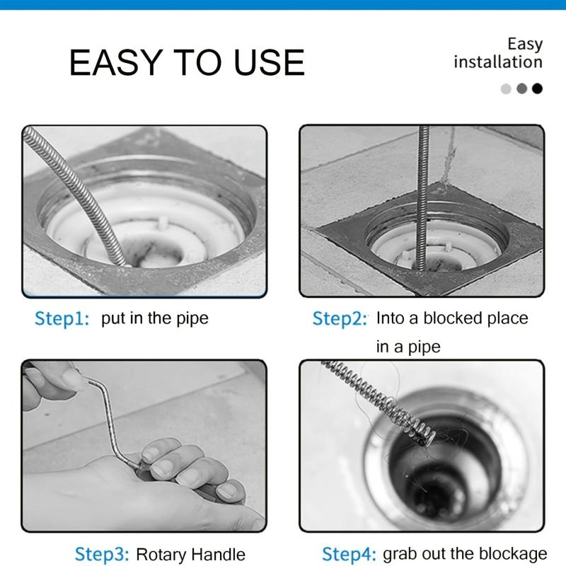 Spiral Sewer Hair Catcher and Cleaner for Home Sinks and Bathrooms