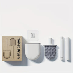 Silicone Toilet Brush Set Wall Mounted Long Handle Flexible Cleaner