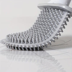 Silicone Toilet Brush Set Wall Mounted Long Handle Flexible Cleaner